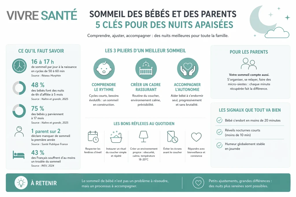 un infographie sur le sommeil de bébé